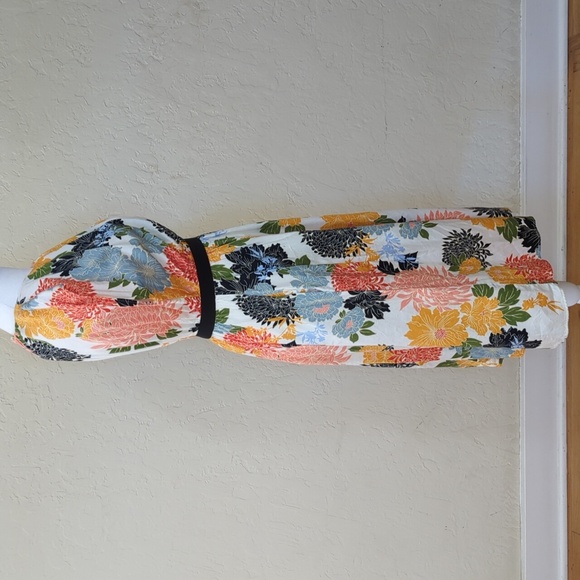 Zara Basic Collection Floral Print Elastic Waist Cap Sleeve Midi Dress Size XS - Picture 9 of 11